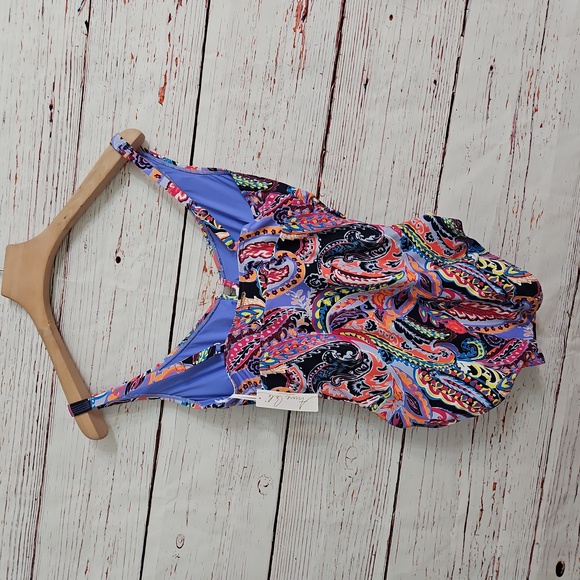 NWT Women's Paisley Parade V-Wire One Piece Swim Suit Size 12 - Picture 11 of 16